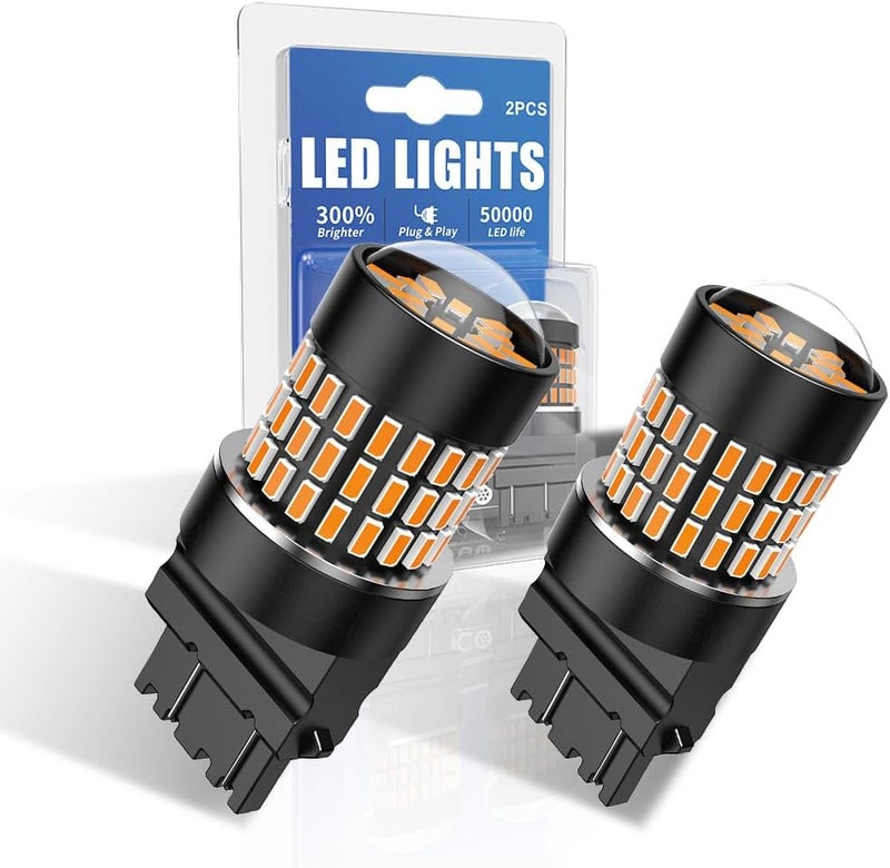 AUIMSOCO Front Turn Signal Bulb for Ford F-150 2015-2016-2017-2018-2019-7443 LED Bulbs Super Bright 300% Brighter Amber Yellow 7440/7441/7444/T20/W21W Front Replacement, CANBUS Ready, 4000LM, 2-Pack - Image 1